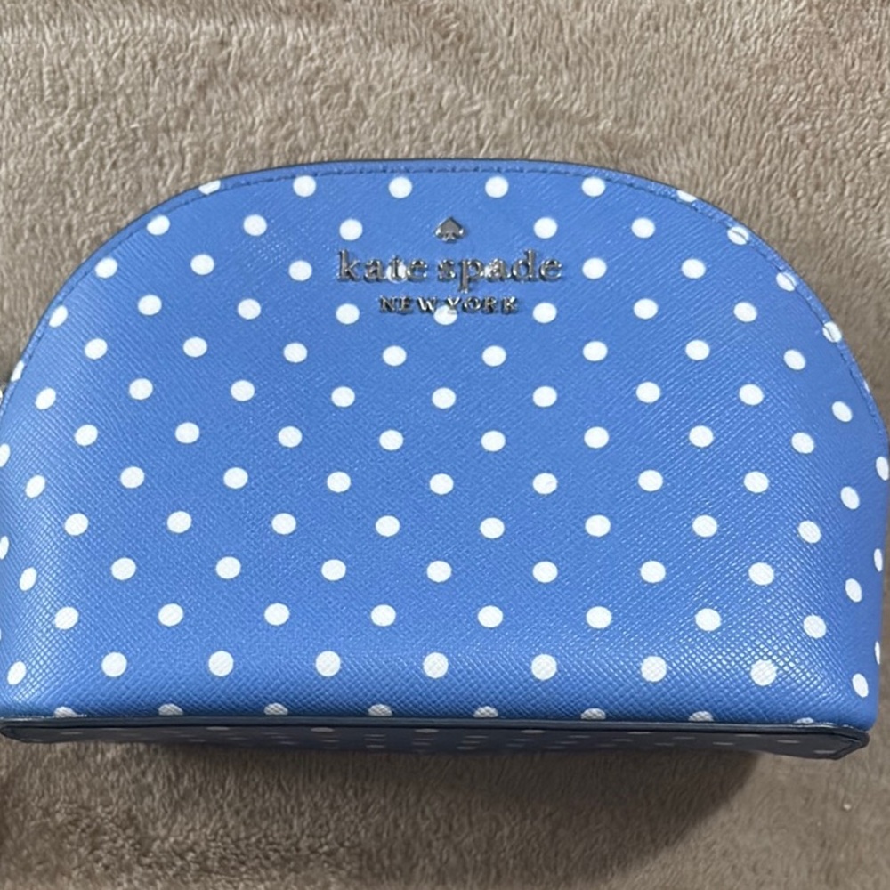 Kate Spade Blue Polka Dot Cosmetic Bag